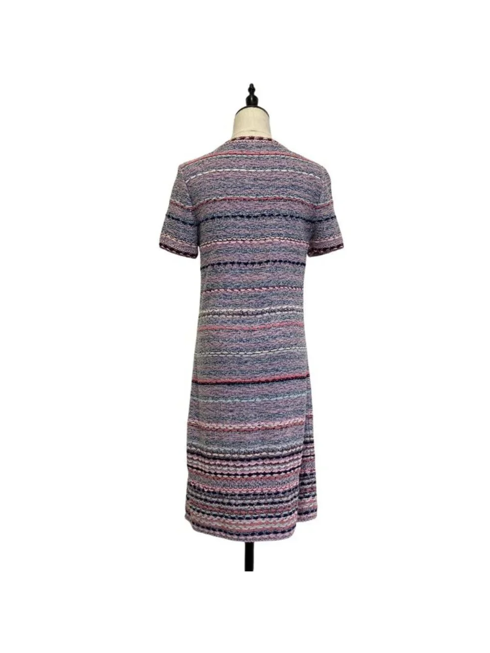 Chanel CC Logo Tweed Knit Dress Pink 38 Multicolor